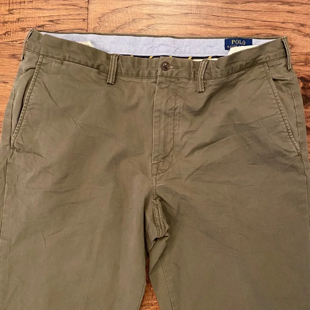 Polo Ralph Lauren Stretch Straight Fit Chino Pants Mens Olive Green 31 Inseam